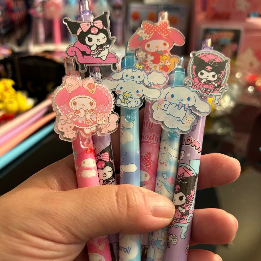 6 Sanrio Retractable Gel Ink Pens My Melody Kuromi Cinnamoroll New Set